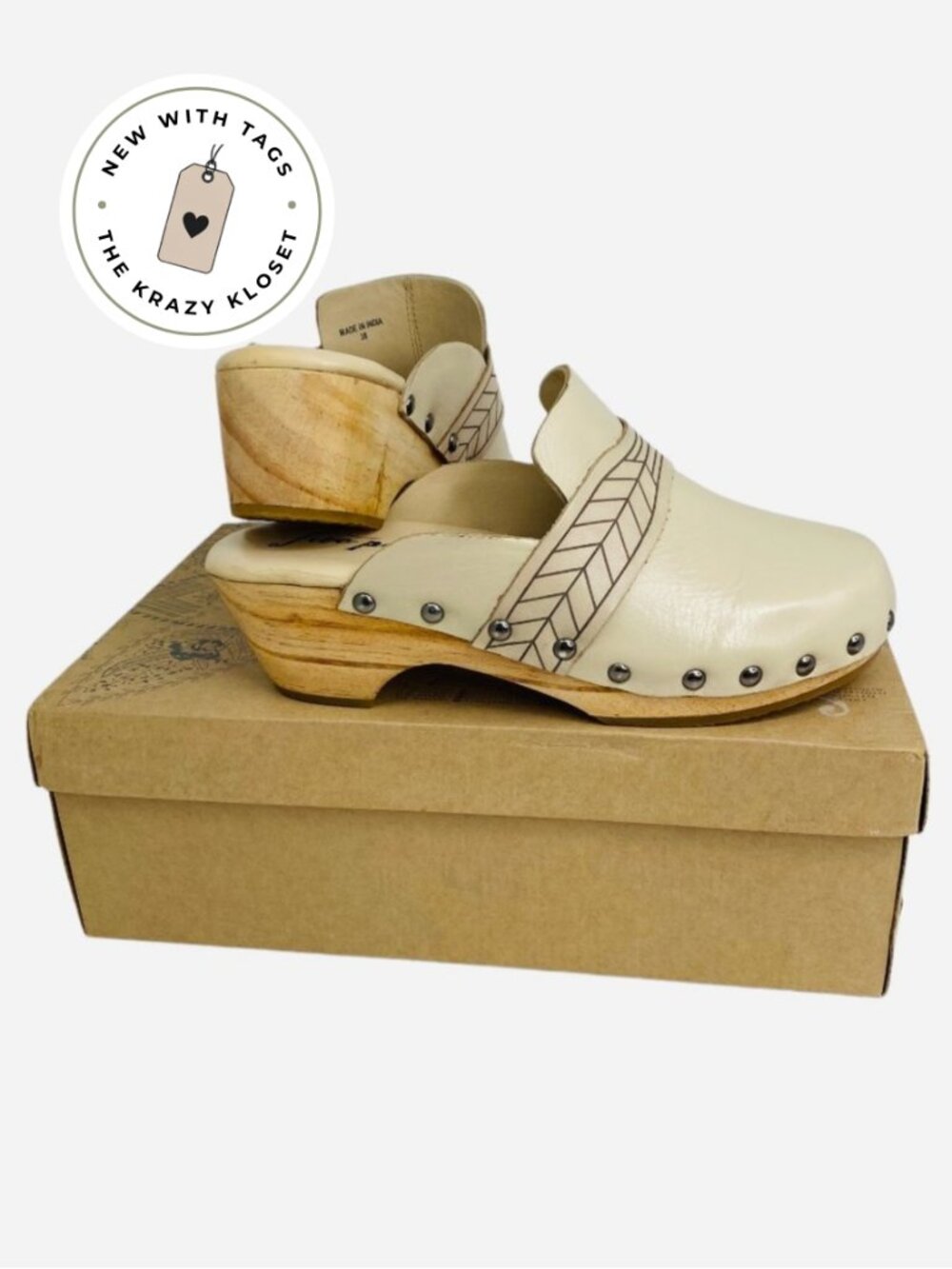 Free People Chloe Clogs – Size 8 / EU 38 – Bone – NIB – Classic Backless Slip-On